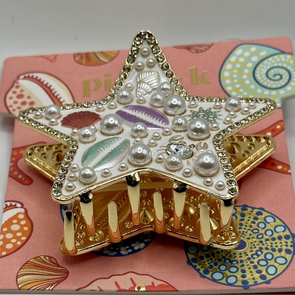 Piper K Starfish Hair Clip with Pearls and Shells - Picture 3 of 3
